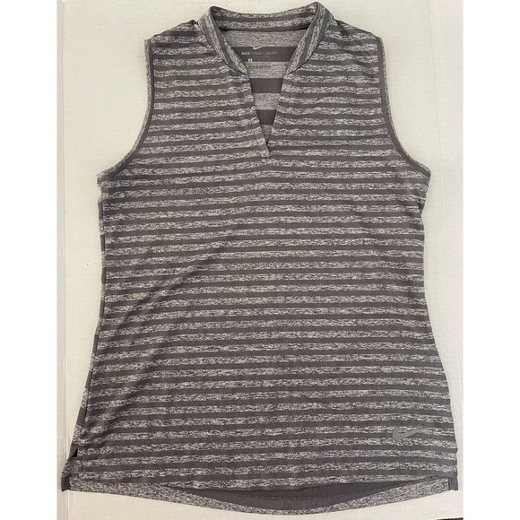Nike Zonal Cooling Tank Womens Small Gray Striped Top Sleeveless Running - Picture 1 of 6